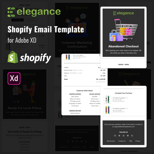 Shopify Notification and Transactional Emails Design - Adobe XD